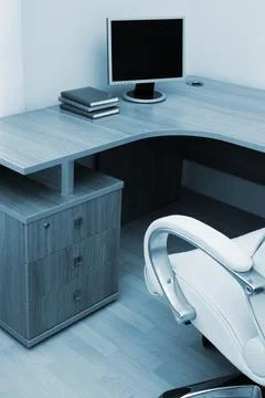 Monitor on a table Stock Photos