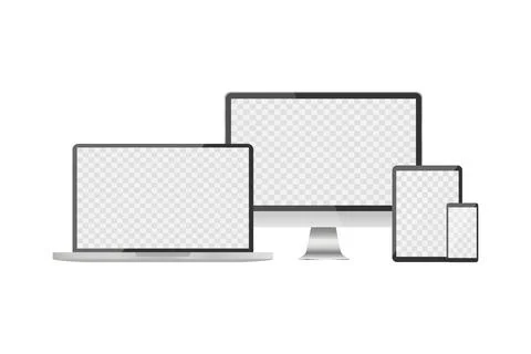 Monitor, tablet, smartphone ,laptop - realistic set . Set of realistic device Stock Illustration