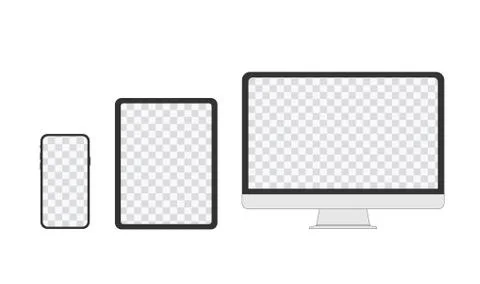 Monitor, tablet, smartphone, realistic vector set on a transparent background Stock Illustration