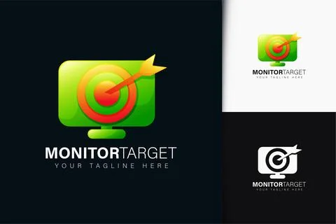 Monitor target logo design with gradient Stock Illustration