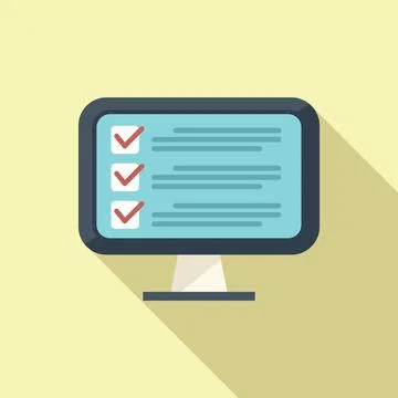 Monitor task icon flat vector. Business clock イラスト素材