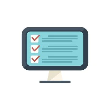 Monitor task icon flat vector. Business clock Stock Illustration