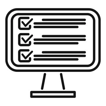 Monitor task icon outline vector. Business clock Stock Illustration