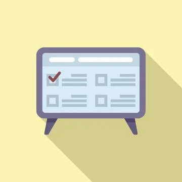 Monitor task schedule icon flat vector. Event person Stock Illustration