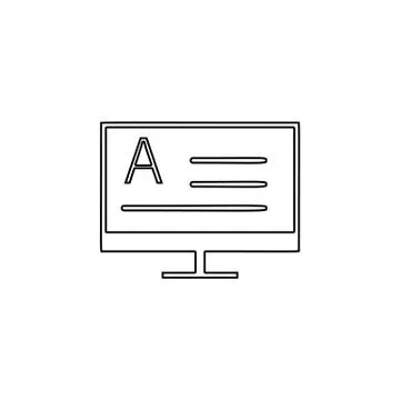 Monitor, text icon. Simple thin line, outline vector of Text editor icons for Stock Illustration