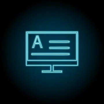 Monitor, text neon icon. Simple thin line, outline vector of Text editor icon Stock Illustration