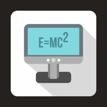 Monitor with the Theory of Relativity formula icon Illustrazione stock