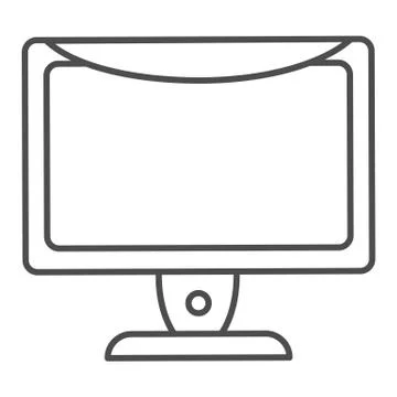 Monitor thin line icon. Computer screen vector illustration isolated on white Illustrazione stock