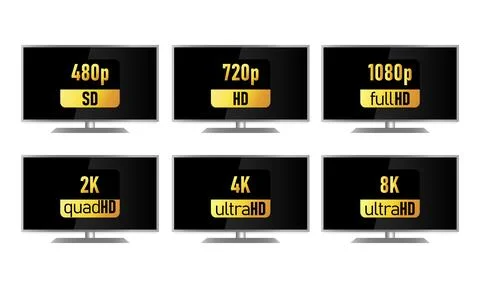 Monitor, TV Size Resolution Stock Illustration
