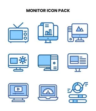 Monitor Two Colour Collection Icons Pack 스톡 일러스트