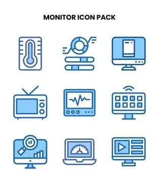 Monitor Two Colour Icons Pack Stock Illustration