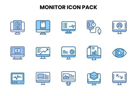 Monitor Two Colour Icons Pack Ilustración de archivo