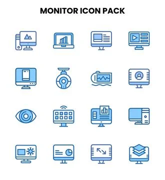 Monitor Two Colour Scalable Icons Pack 스톡 일러스트