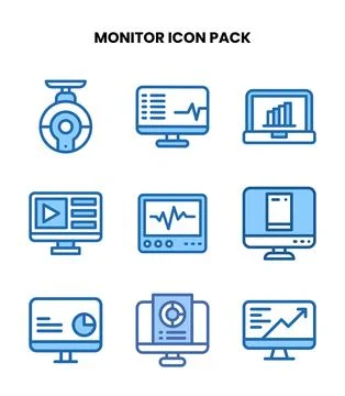 Monitor Two Colour UI Icons Pack Stock Illustration