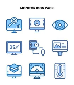 Monitor Two Colour UI Icons Pack Stock Illustration