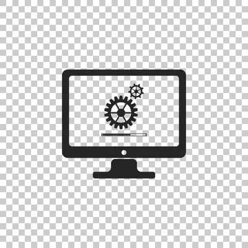 Monitor update process with gearbox progress and loading bar icon isolated on Stockillustratie