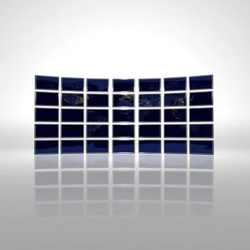 Monitor wall with Earth at night Stock Illustration