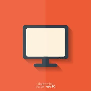 Monitor web icon. Computer display. Flat design. Stock Illustration