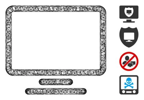 Monitor Web Vector Mesh Illustration Stock Illustration