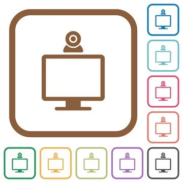 Monitor with webcam simple icons 스톡 일러스트