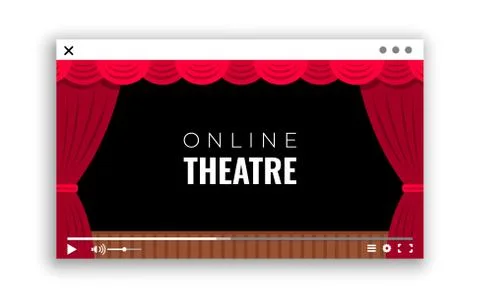 A monitor window with online video broadcast of the performance from the theater Stock Illustration