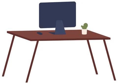 Monitor without wires on the table isolated on white background. LCD display Stock Illustration