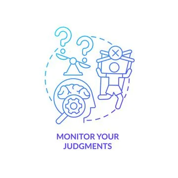 Monitor your judgments blue gradient concept icon Illustrazione stock