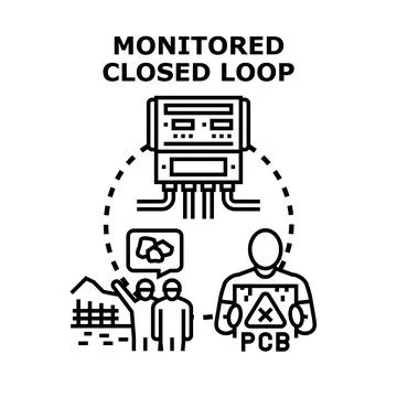 Monitored closed loop system tracking hazardous waste Illustrazione stock