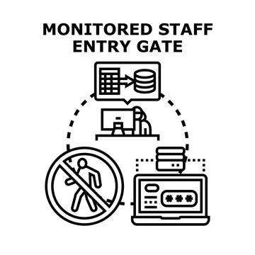 Monitored staff entry gate access control system Stock Illustration