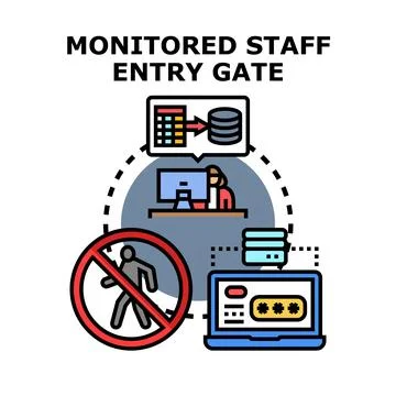 Monitored staff entry gate access control system イラスト素材