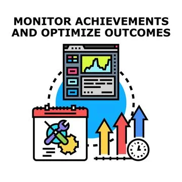 Monitoring achievements and optimizing business outcomes strategy Illustration