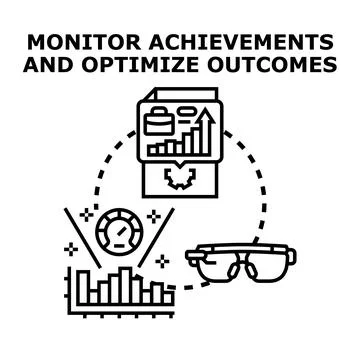 Monitoring achievements optimizing business outcomes with data analysis Stock Illustration