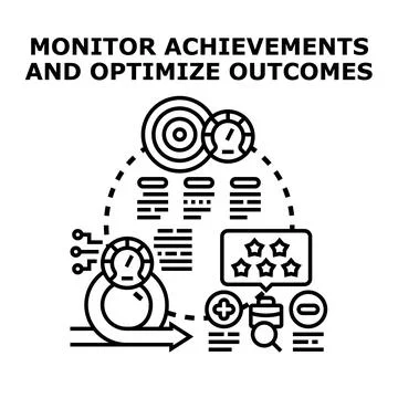 Monitoring achievements, progress, and outcome optimization concept Illustrazione stock