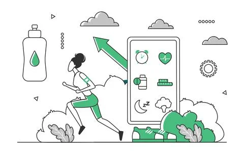 Monitoring active lifestyle mobile application Ilustración de archivo