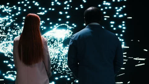 Monitoring AI model, AR projection and engineering team collaborating Vídeos de archivo 330089969