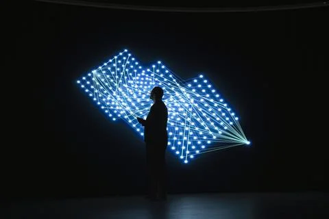 Monitoring AI model connections, visual interface and software developer Foto stock