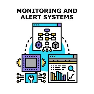 Monitoring and alert systems for cybersecurity protection Stock Illustration