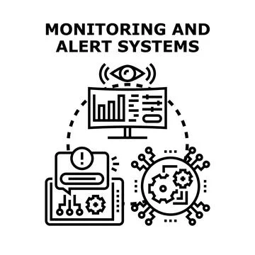 Monitoring and alert systems with data and notifications Stock Illustration