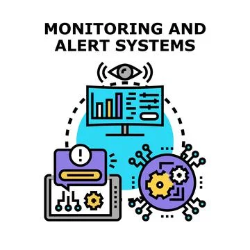 Monitoring and alert systems with data and notifications Stock Illustration