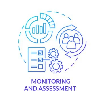 Monitoring and assessment blue gradient concept icon Stock Illustration