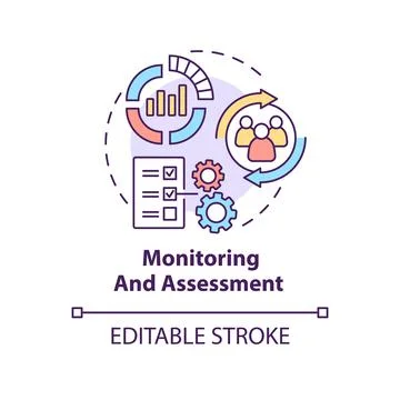 Monitoring and assessment concept icon Stock Illustration