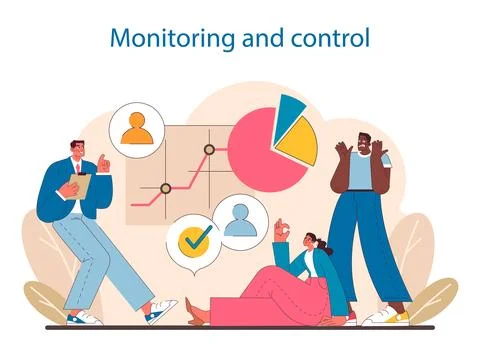 Monitoring and control in IT project management. Stock Illustration