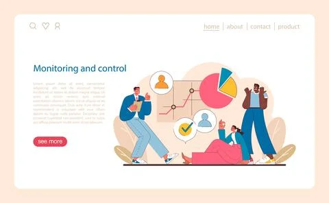 Monitoring and control in IT project management. Stock Illustration