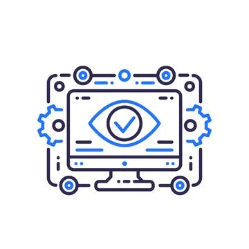 Monitoring and data analysis line vector icon Stock Illustration