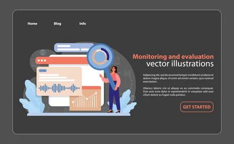 Monitoring and Evaluation. An expressive vector illustration showcasing the Stock Illustration
