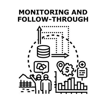 Monitoring and follow through concept for project management イラスト素材