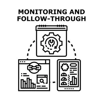 Monitoring and follow through concept vector icon 库存插图