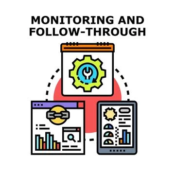 Monitoring and follow through concept vector icon 库存插图