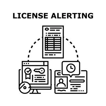 Monitoring and managing digital data license alerting Stock Illustration