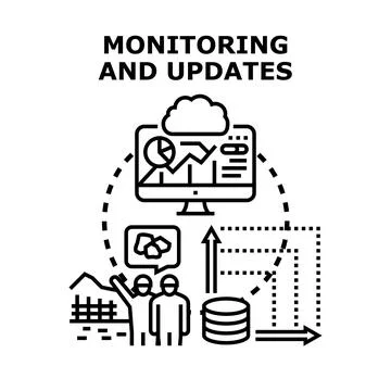 Monitoring and updating construction progress and data Stock Illustration